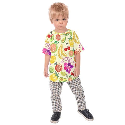 Cute Fruits Pattern Kids Raglan Tee by paulaoliveiradesign