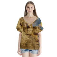 Monument President Landmark V-neck Flutter Sleeve Top by Celenk