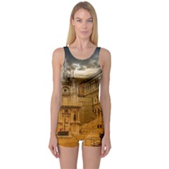 Palace Monument Architecture One Piece Boyleg Swimsuit