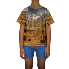 Palace Monument Architecture Kids  Short Sleeve Swimwear