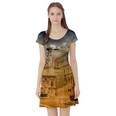 Palace Monument Architecture Short Sleeve Skater Dress