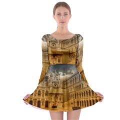 Palace Monument Architecture Long Sleeve Skater Dress