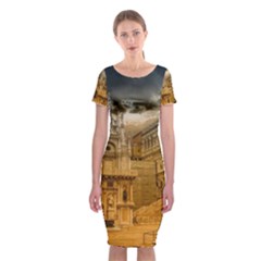 Palace Monument Architecture Classic Short Sleeve Midi Dress