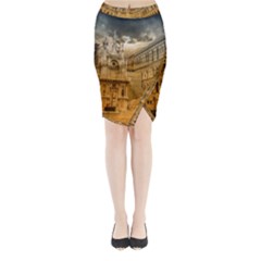 Palace Monument Architecture Midi Wrap Pencil Skirt