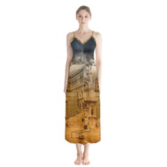 Palace Monument Architecture Button Up Chiffon Maxi Dress