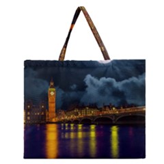 London Skyline England Landmark Zipper Large Tote Bag by Celenk