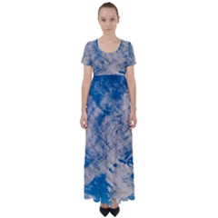 Clouds Sky Scene High Waist Short Sleeve Maxi Dress