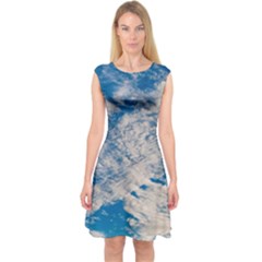 Clouds Sky Scene Capsleeve Midi Dress by Celenk