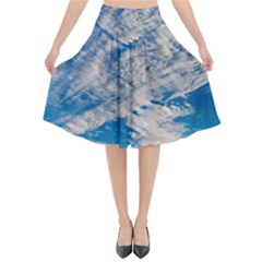 Clouds Sky Scene Flared Midi Skirt by Celenk