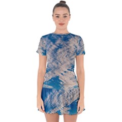 Clouds Sky Scene Drop Hem Mini Chiffon Dress by Celenk