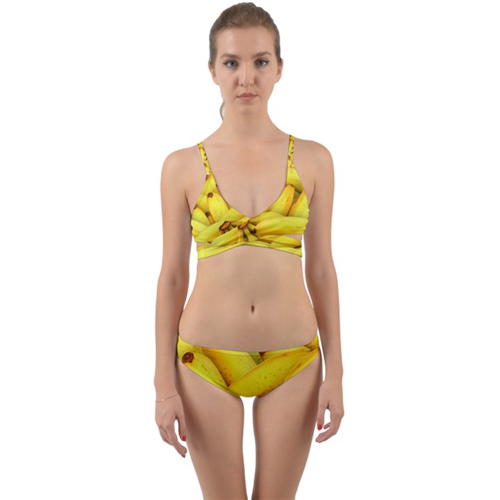 Yellow Banana Fruit Vegetarian Natural Wrap Around Bikini Set