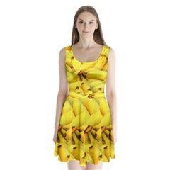 Yellow Banana Fruit Vegetarian Natural Split Back Mini Dress  by Celenk