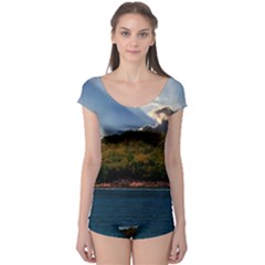 Island God Rays Sky Nature Sea Boyleg Leotard  by Celenk