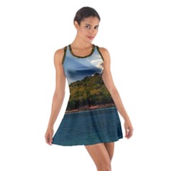 Island God Rays Sky Nature Sea Cotton Racerback Dress by Celenk