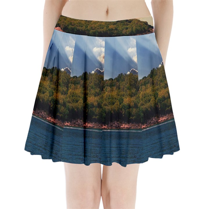 Island God Rays Sky Nature Sea Pleated Mini Skirt