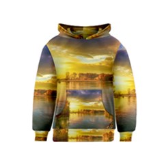 Landscape Lake Sun Sky Nature Kids  Pullover Hoodie by Celenk