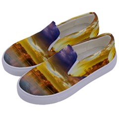 Landscape Lake Sun Sky Nature Kids  Canvas Slip Ons