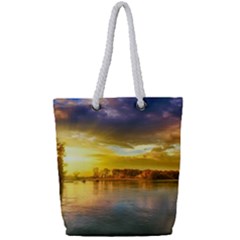 Landscape Lake Sun Sky Nature Full Print Rope Handle Tote (small) by Celenk