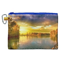 Landscape Lake Sun Sky Nature Canvas Cosmetic Bag (xl)