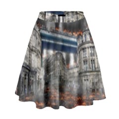 Destruction City Building High Waist Skirt by Celenk