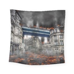 Destruction City Building Square Tapestry (small) by Celenk