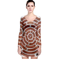 Brick Pattern Texture Backdrop Long Sleeve Bodycon Dress