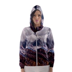 Mountain Sky Landscape Hill Rock Hooded Wind Breaker (women) by Celenk