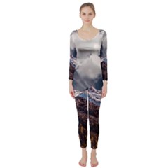 Mountain Sky Landscape Hill Rock Long Sleeve Catsuit by Celenk