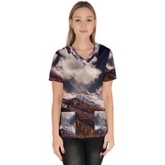 Mountain Sky Landscape Hill Rock Scrub Top by Celenk