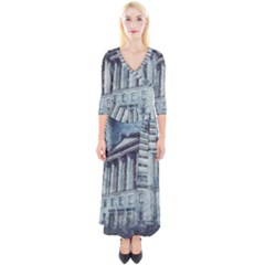 Storm Rain Lightning Weather Quarter Sleeve Wrap Maxi Dress by Celenk