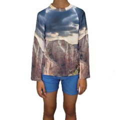 Nature Landscape Clouds Sky Rocks Kids  Long Sleeve Swimwear by Celenk