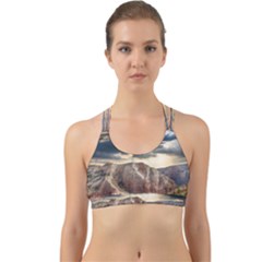 Nature Landscape Clouds Sky Rocks Back Web Sports Bra by Celenk