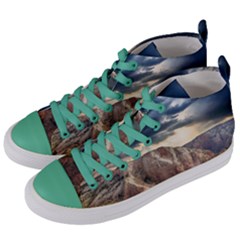 Nature Landscape Clouds Sky Rocks Women s Mid-top Canvas Sneakers by Celenk