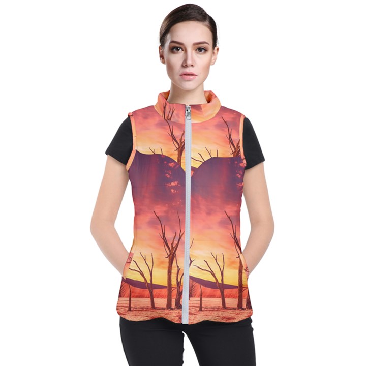 Desert Arid Dry Drought Landscape Women s Puffer Vest