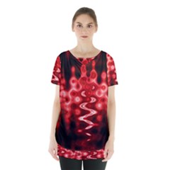 Red And Black Wave Pattern Skirt Hem Sports Top