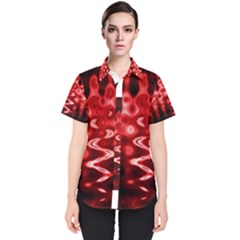 Red And Black Wave Pattern Women s Short Sleeve Shirt