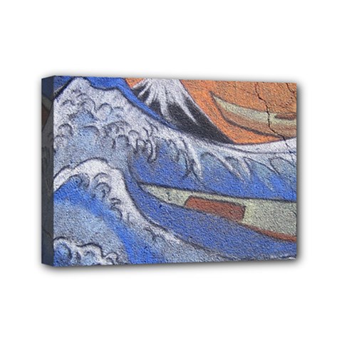 Harvard Mayfair Hokusai Chalk Wave Fuji Mini Canvas 7  X 5  by Celenk