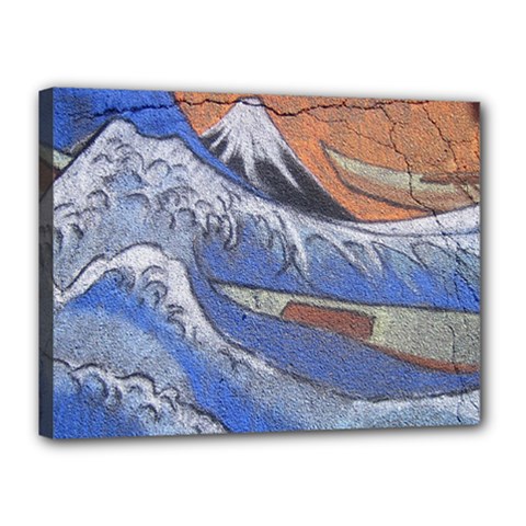 Harvard Mayfair Hokusai Chalk Wave Fuji Canvas 16  X 12  by Celenk