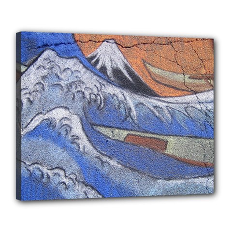 Harvard Mayfair Hokusai Chalk Wave Fuji Canvas 20  X 16  by Celenk