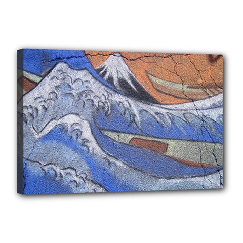 Harvard Mayfair Hokusai Chalk Wave Fuji Canvas 18  X 12  by Celenk