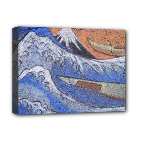 Harvard Mayfair Hokusai Chalk Wave Fuji Deluxe Canvas 16  X 12   by Celenk