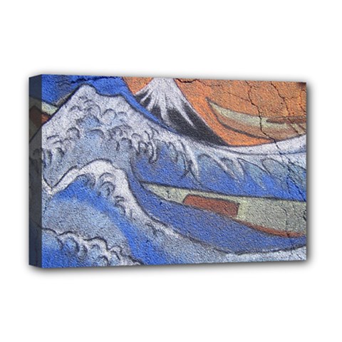 Harvard Mayfair Hokusai Chalk Wave Fuji Deluxe Canvas 18  X 12   by Celenk