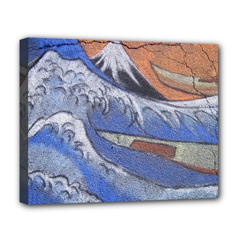 Harvard Mayfair Hokusai Chalk Wave Fuji Deluxe Canvas 20  X 16   by Celenk