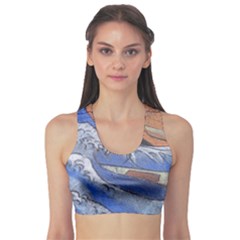 Harvard Mayfair Hokusai Chalk Wave Fuji Sports Bra by Celenk