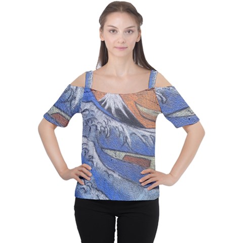 Harvard Mayfair Hokusai Chalk Wave Fuji Cutout Shoulder Tee by Celenk