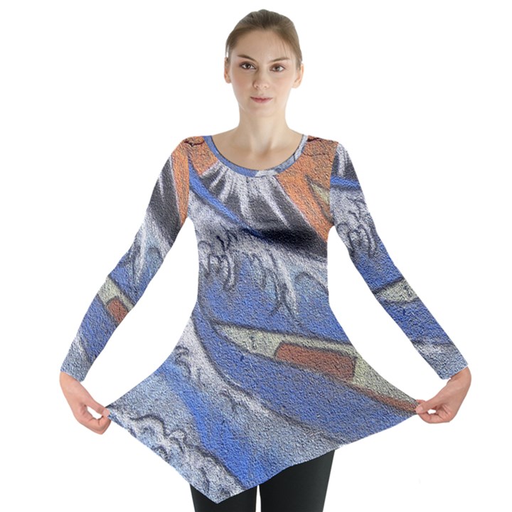 Harvard Mayfair Hokusai Chalk Wave Fuji Long Sleeve Tunic 