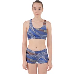 Harvard Mayfair Hokusai Chalk Wave Fuji Work It Out Sports Bra Set by Celenk