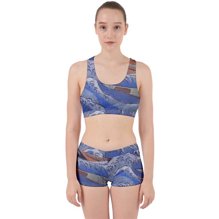 Harvard Mayfair Hokusai Chalk Wave Fuji Work It Out Sports Bra Set