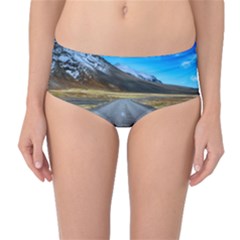 Road Mountain Landscape Travel Mid-waist Bikini Bottoms by Celenk