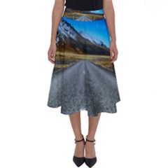 Road Mountain Landscape Travel Perfect Length Midi Skirt